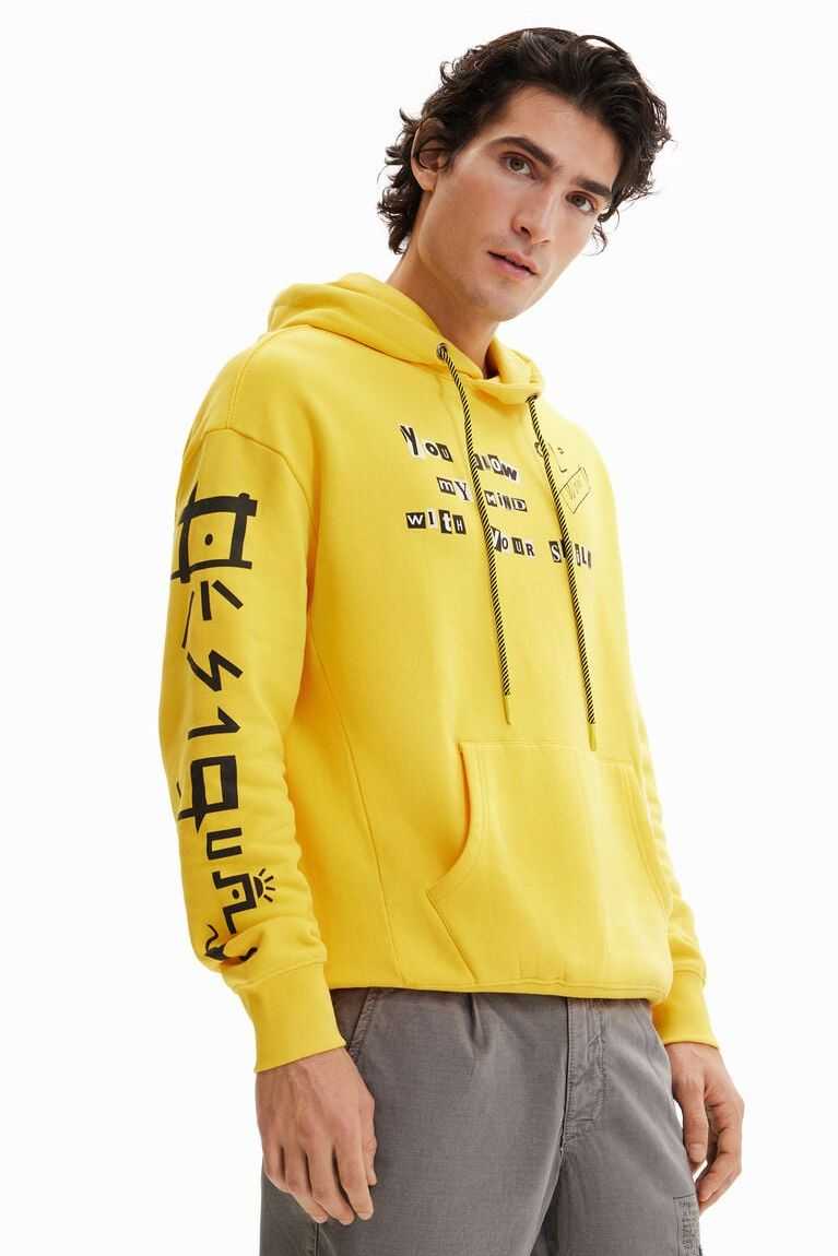 Pánské Mikiny Desigual Message hoodie | 846972VEC