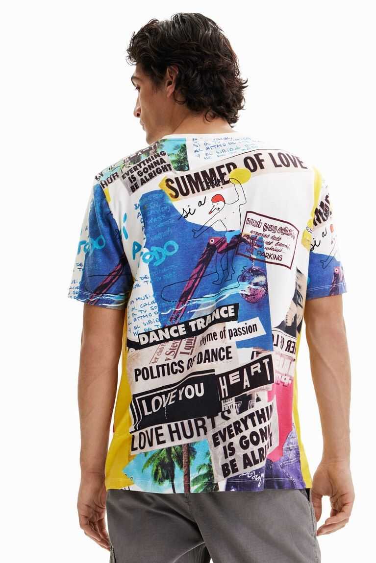 Pánské Polo Triko Desigual Krátké-sleeve newspaper | 182903WIC